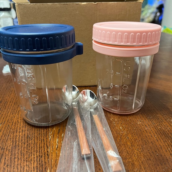 overnight oats jar Blue And Pink - Picture 1 of 7